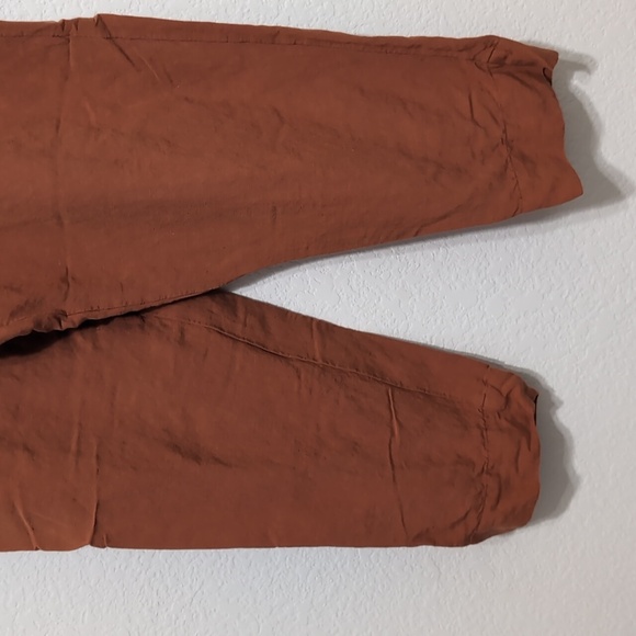 Madewell Linen Blend Burnt Orange Paperbag Pants Women's size 8 Waist Tie - Picture 4 of 13